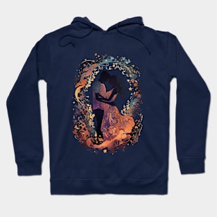 Vintage-Inspired Silhouette of a Couple in an Embrace - Valentine's Day Hoodie